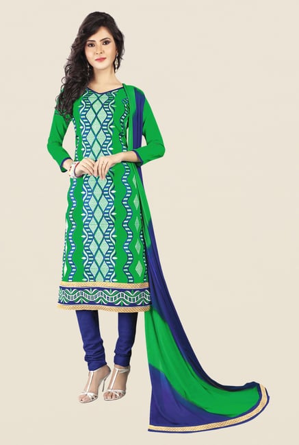 Salwar Studio Green & Blue Embroidered Dress Material Salwar Studio Green & Blue Embroidered Dress Material