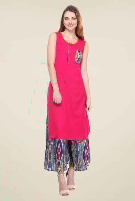 Varanga Pink Solid Kurta Varanga Pink Solid Kurta