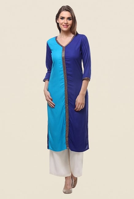 Varanga Blue Embroidered Kurta Varanga Blue Embroidered Kurta
