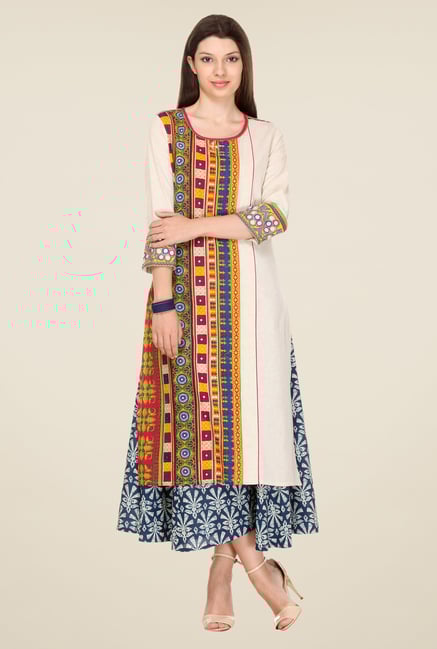 Varanga Beige Embroidered Kurta Varanga Beige Embroidered Kurta
