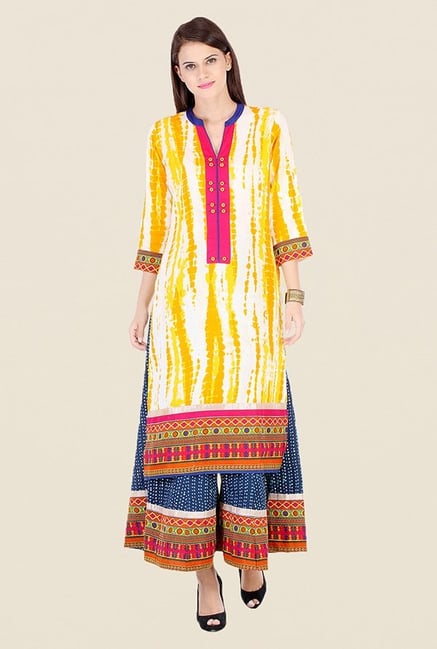 Varanga Yellow Printed Kurta Varanga Yellow Printed Kurta