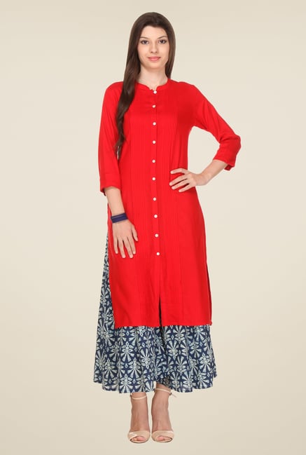 Varanga Red Solid Kurta Varanga Red Solid Kurta