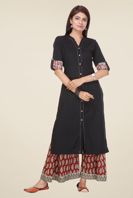 Varanga Black Solid Kurta Varanga Black Solid Kurta