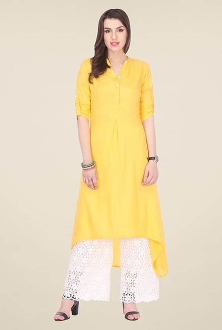 Varanga Yellow Solid Kurta Varanga Yellow Solid Kurta