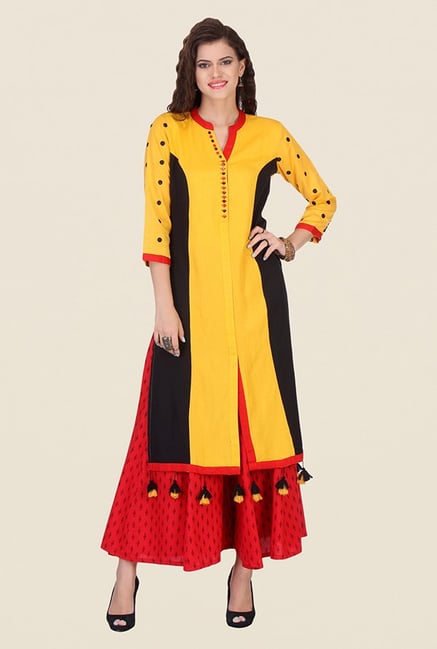 Varanga Yellow Solid Kurta Varanga Yellow Solid Kurta