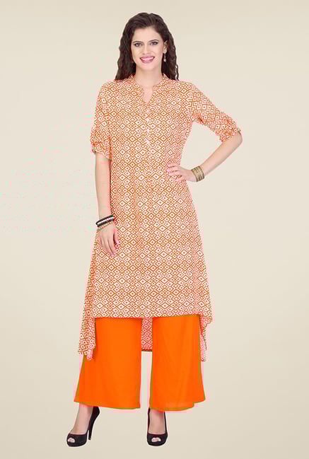 Varanga Orange Printed Kurta Varanga Orange Printed Kurta