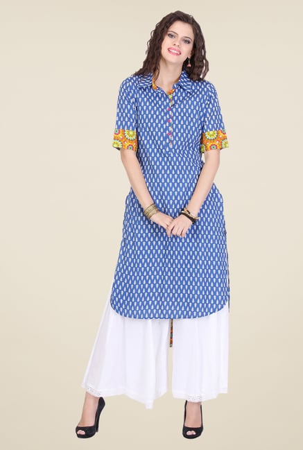 Varanga Blue Printed Kurta Varanga Blue Printed Kurta