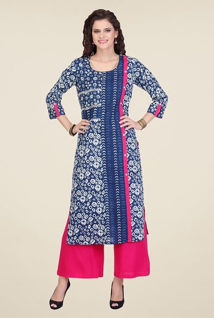 Varanga Blue Printed Kurta Varanga Blue Printed Kurta