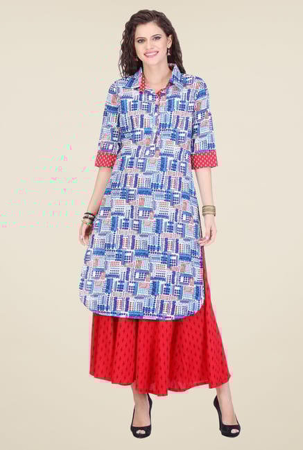 Varanga Blue Printed Kurta Varanga Blue Printed Kurta