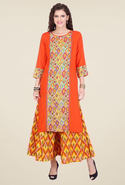Varanga Orange Printed Kurta Varanga Orange Printed Kurta