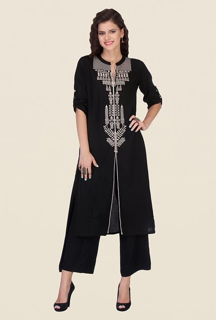 Varanga Black Embroidered Kurta Varanga Black Embroidered Kurta
