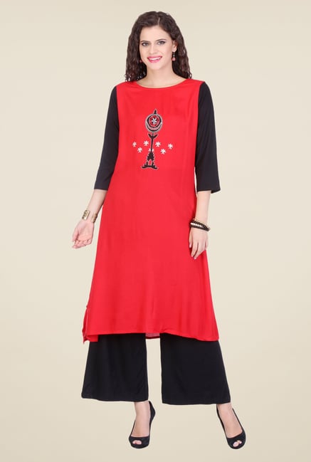 Varanga Red Embroidered Kurta Varanga Red Embroidered Kurta