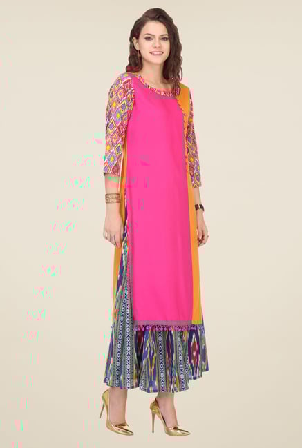 Varanga Pink Solid Kurta Varanga Pink Solid Kurta