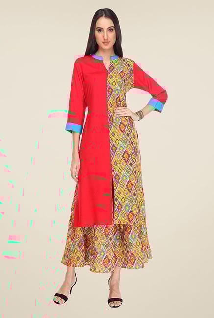 Varanga Red Printed Kurta Varanga Red Printed Kurta