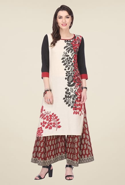 Varanga Beige Printed Kurta Varanga Beige Printed Kurta