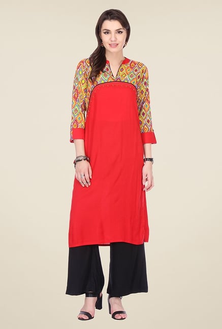 Varanga Red Printed Kurta Varanga Red Printed Kurta