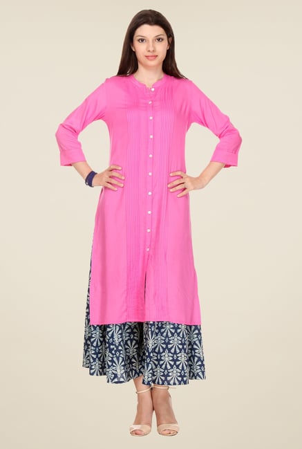 Varanga Pink Solid Kurta Varanga Pink Solid Kurta