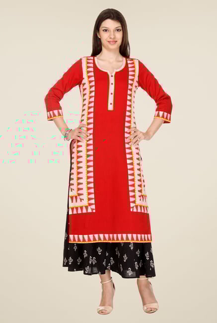 Varanga Red Printed Kurta Varanga Red Printed Kurta