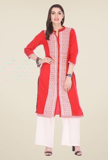 Varanga Red Printed Kurta Varanga Red Printed Kurta