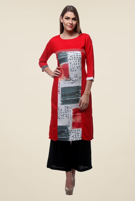 Varanga Red Printed Kurta Varanga Red Printed Kurta