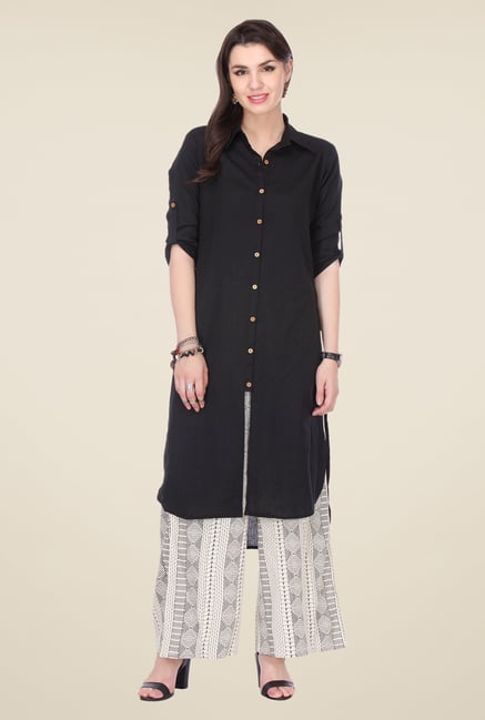 Varanga Black Solid Kurta Varanga Black Solid Kurta