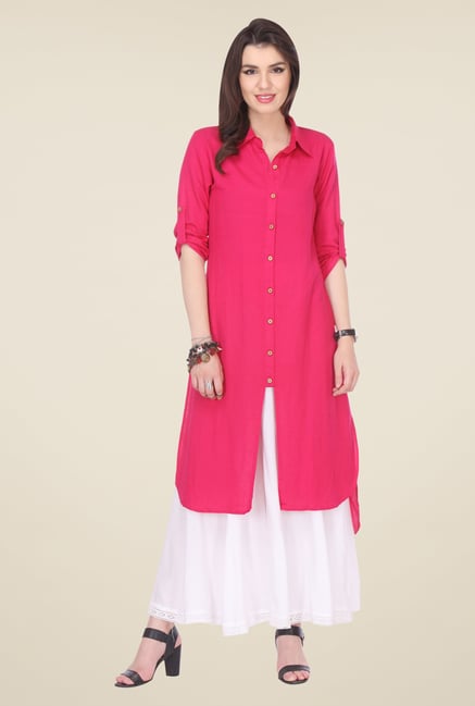 Varanga Pink Solid Kurta Varanga Pink Solid Kurta