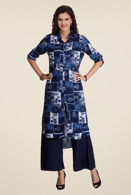 Varanga Navy Printed Kurta Varanga Navy Printed Kurta