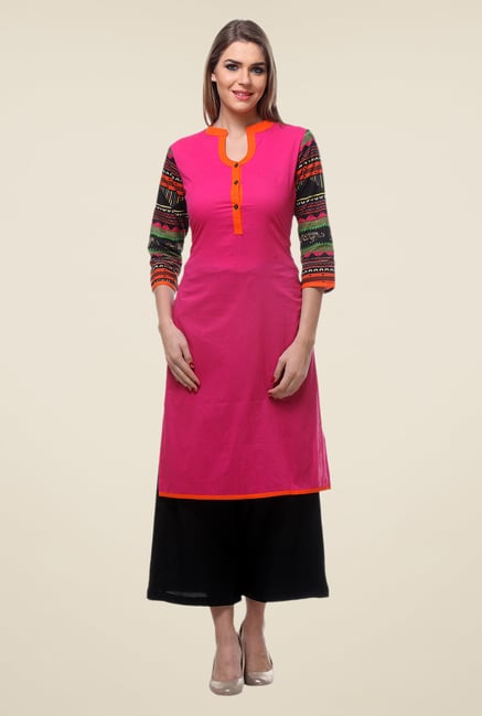 Varanga Pink Solid Kurta Varanga Pink Solid Kurta