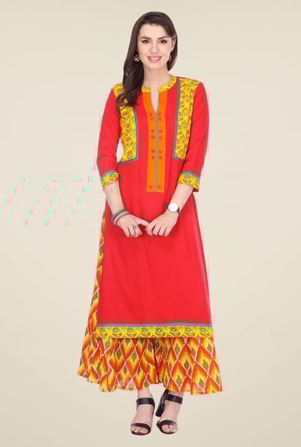 Varanga Orange Embroidered Kurta Varanga Orange Embroidered Kurta