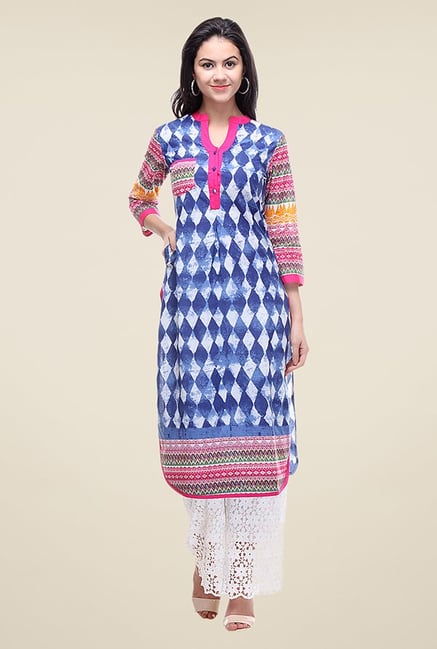 Varanga Blue Printed Kurta Varanga Blue Printed Kurta