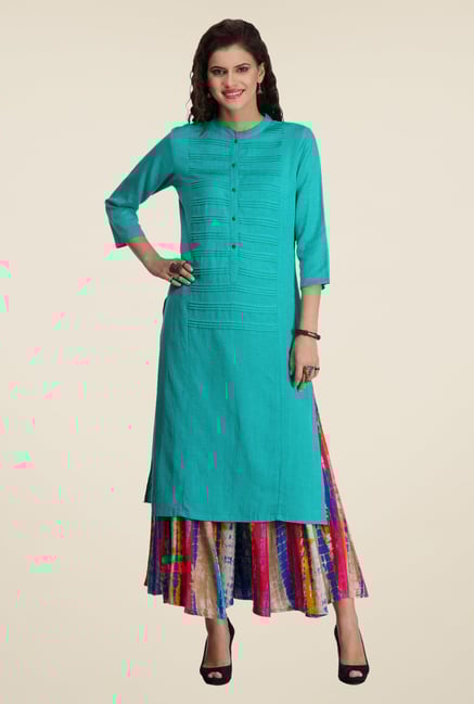 Varanga Blue Solid Kurta Varanga Blue Solid Kurta