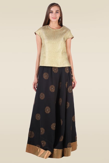 9rasa Gold & Black Printed Lehenga Set 9rasa Gold & Black Printed Lehenga Set