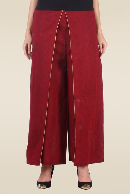 9rasa Maroon Wrap Palazzo 9rasa Maroon Wrap Palazzo