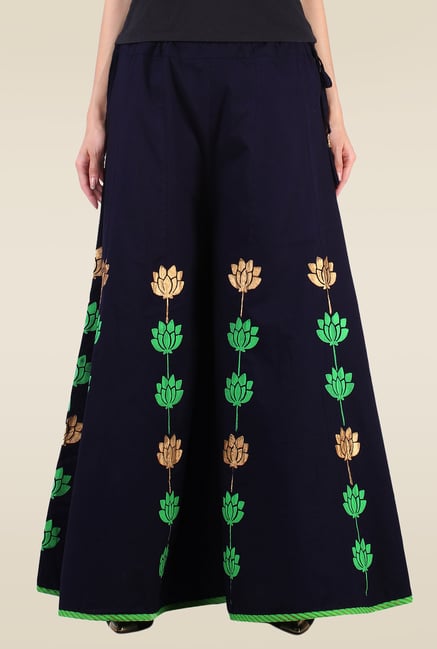 9rasa Dark Blue Printed Kalidaar Sharara 9rasa Dark Blue Printed Kalidaar Sharara