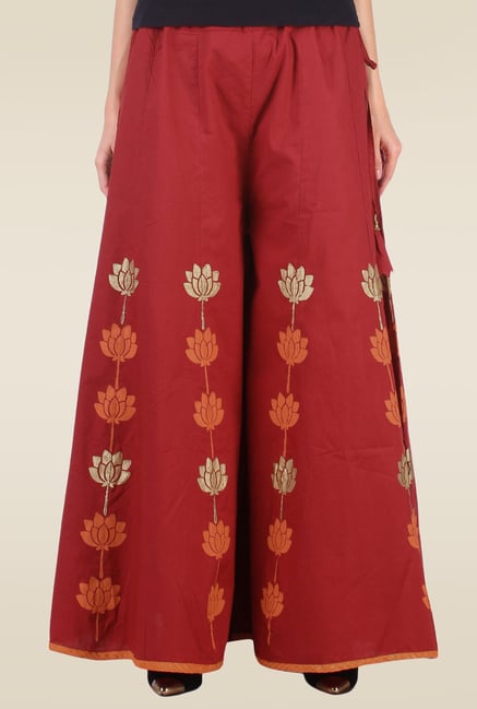9rasa Maroon Printed Kalidaar Sharara 9rasa Maroon Printed Kalidaar Sharara