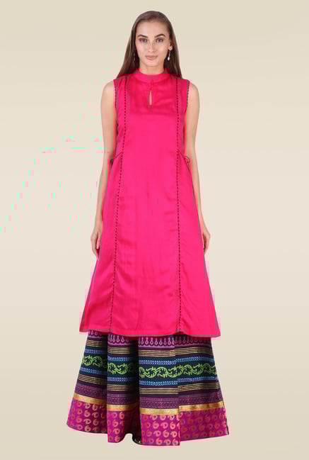 9rasa Pink Printed Lehenga Set 9rasa Pink Printed Lehenga Set