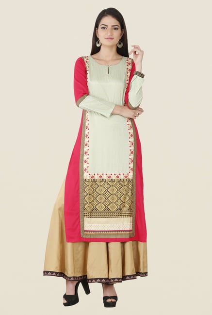 W Green & Pink Printed Kurta W Green & Pink Printed Kurta