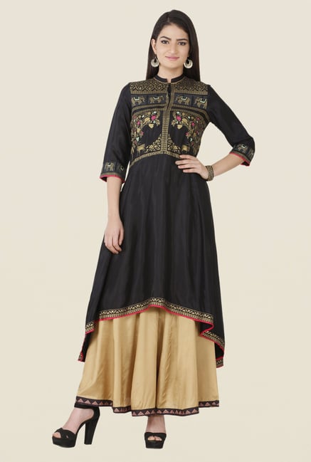 W Jet Black Printed Kurta W Jet Black Printed Kurta