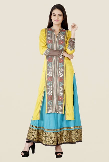 W Beige & Yellow Printed Kurta W Beige & Yellow Printed Kurta