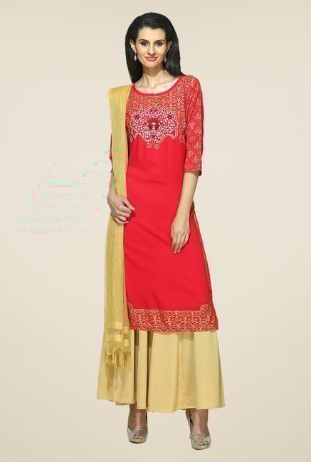 Aurelia Red Printed Kurta Aurelia Red Printed Kurta