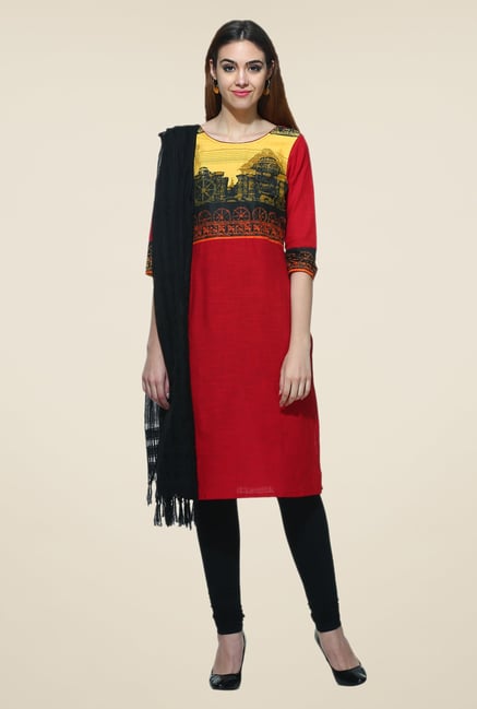 Aurelia Red Printed Kurta Aurelia Red Printed Kurta