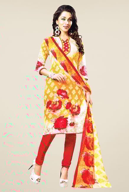Salwar Studio Orange & Red Printed Dress Material Salwar Studio Orange & Red Printed Dress Material