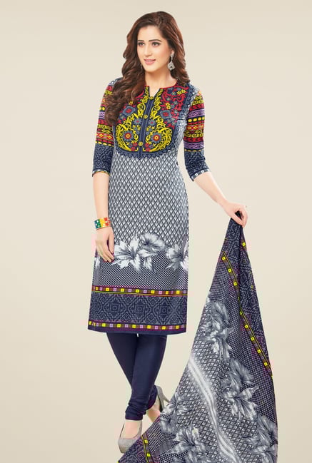 Salwar Studio Grey Printed Dress Material Salwar Studio Grey Printed Dress Material