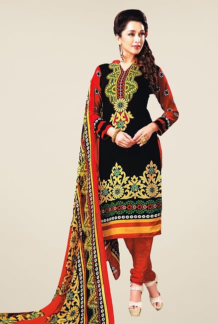 Salwar Studio Black & Red Printed Dress Material Salwar Studio Black & Red Printed Dress Material