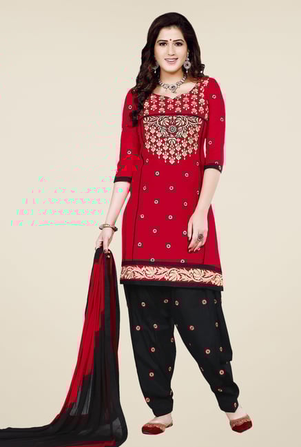 Salwar Studio Red & Black Patiala Dress Material Salwar Studio Red & Black Patiala Dress Material