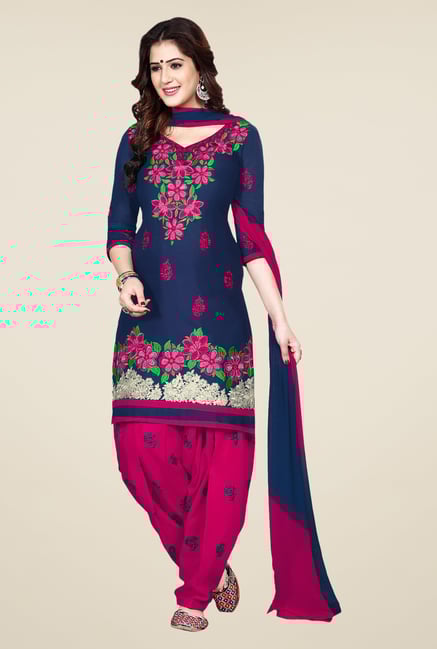 Salwar Studio Navy & Pink Patiala Dress Material Salwar Studio Navy & Pink Patiala Dress Material