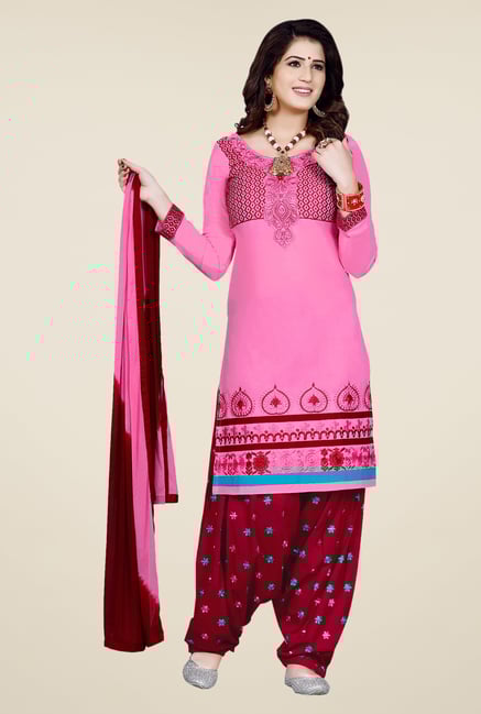 Salwar Studio Light Pink & Red Patiala Dress Material Salwar Studio Light Pink & Red Patiala Dress Material