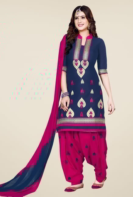 Salwar Studio Navy & Pink Patiala Dress Material Salwar Studio Navy & Pink Patiala Dress Material