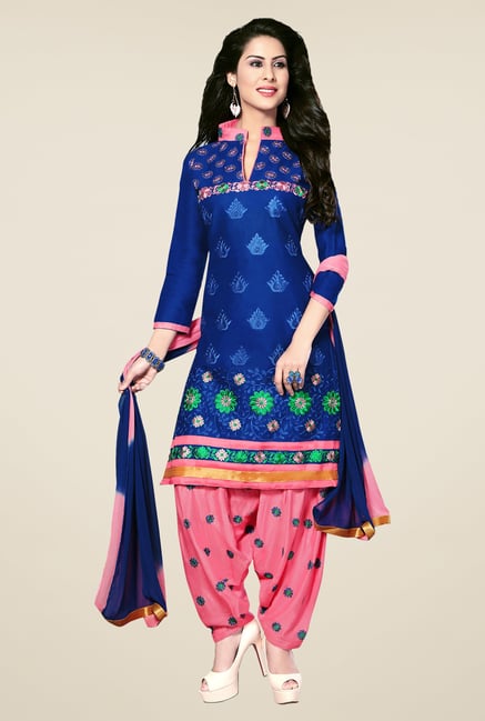 Salwar Studio Blue & Pink Patiala Dress Material Salwar Studio Blue & Pink Patiala Dress Material
