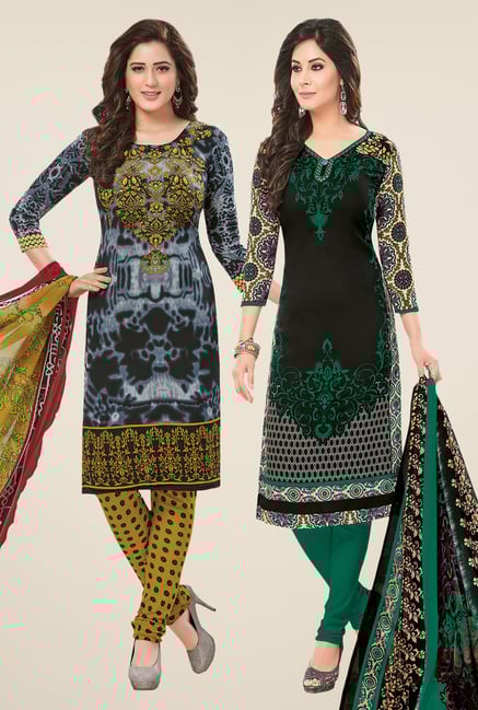 Salwar Studio Grey & Black Dress Material (Pack Of 2) Salwar Studio Grey & Black Dress Material (Pack Of 2)